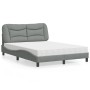 Letto con Materasso Grigio Chiaro 140x200cm Tessuto