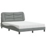 Letto con Materasso Grigio Chiaro 140x200cm Tessuto