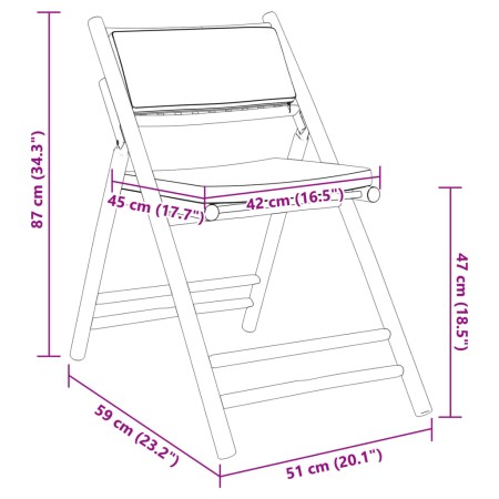 Set da Bistrot Pieghevole 3pz con Cuscini Grigio Scuro Bambù