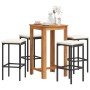 Set Bar da Giardino 5 pz Nero in Legno Acacia e Polyrattan