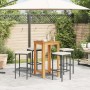 Set Bar da Giardino 5 pz Nero in Legno Acacia e Polyrattan