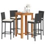 Set Bar da Giardino 5 pz Nero in Legno Acacia e Polyrattan