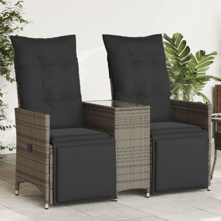 Divano Giardino Reclinabile 2 Posti Tavolino Grigio Polyrattan