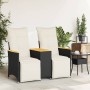 Divano Giardino Reclinabile 2Posti con Tavolino Nero Polyrattan