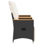 Divano Giardino Reclinabile 2Posti con Tavolino Nero Polyrattan