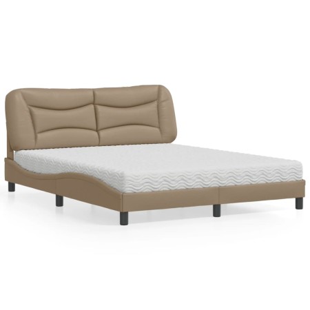 Letto con Materasso Cappuccino 160x200cm Similpelle