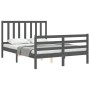 Giroletto con Testiera Grigio 140x190 cm in Legno Massello