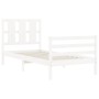 Giroletto con Testiera Bianco 100x200 cm in Legno Massello