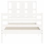 Giroletto con Testiera Bianco 100x200 cm in Legno Massello