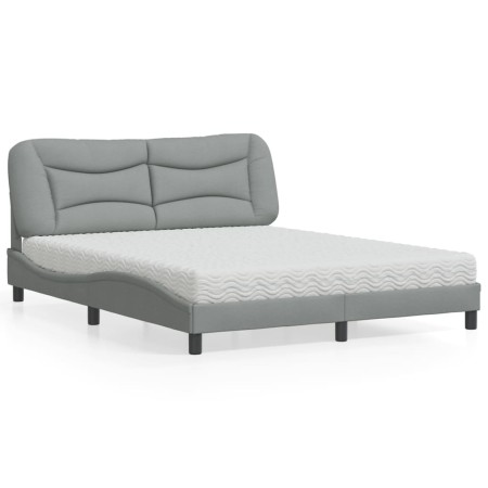 Letto con Materasso Grigio Chiaro160x200 cm Tessuto