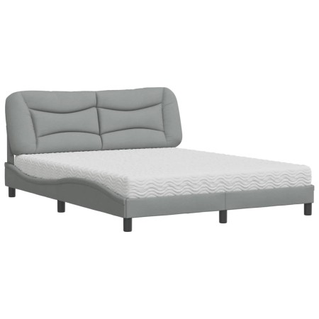 Letto con Materasso Grigio Chiaro160x200 cm Tessuto