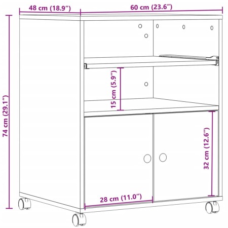 Supporto per Stampante con Ruote Grigio Sonoma 60x48x74 cm