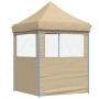 Tendone per Feste Pieghevole Pop-Up con 2 Pareti Beige