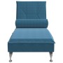 Chaise Longue Massaggi con Cuscino a Rullo Blu in Velluto