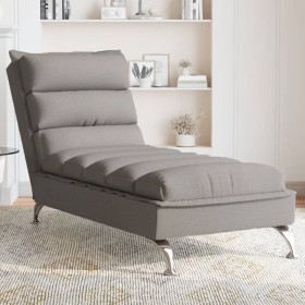 Chaise Longue Massaggi con Cuscini Tortora in Tessuto