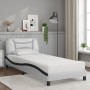 Letto con Materasso Nero e Bianco 90x200 cm in Similpelle