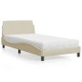 Letto con Materasso Crema 100x200 cm in Tessuto