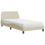 Letto con Materasso Crema 100x200 cm in Tessuto