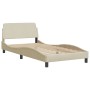 Letto con Materasso Crema 100x200 cm in Tessuto