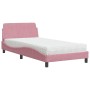 Letto con Materasso Rosa 100x200 cm in Velluto