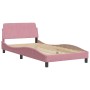 Letto con Materasso Rosa 100x200 cm in Velluto