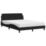 Letto con Materasso Nero 140x200 cm in Tessuto