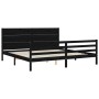 Giroletto con Testiera Nero 200x200 cm in Legno Massello