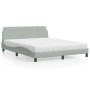 Letto con Materasso Grigio Chiaro 160x200 cm in Velluto