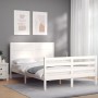 Giroletto con Testiera Bianco 140x190 cm in Legno Massello