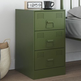 Comodino Verde Oliva 34,5x39x62 cm in Acciaio