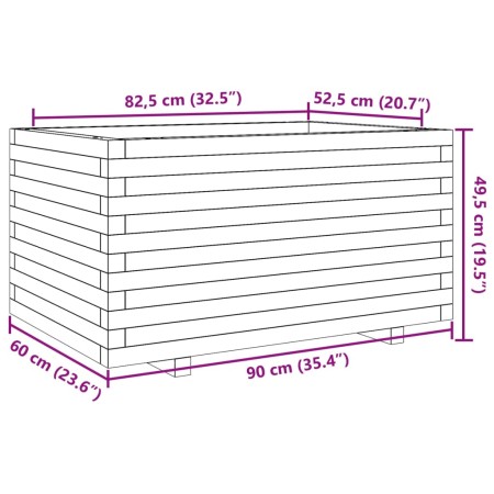 Fioriera da Giardino 90x60x49,5 cm in Legno Massello di Pino