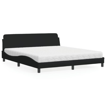 Letto con Materasso Nero 180x200 cm in Tessuto