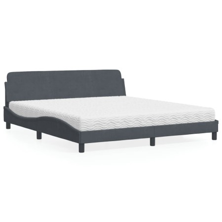 Letto con Materasso Grigio Scuro 180x200 cm in Velluto