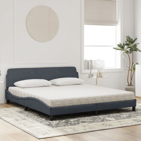 Letto con Materasso Grigio Scuro 180x200 cm in Velluto