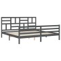 Giroletto con Testiera Grigio 200x200 cm in Legno Massello