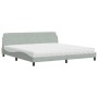 Letto con Materasso Grigio Chiaro 200x200cm Velluto