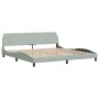 Letto con Materasso Grigio Chiaro 200x200cm Velluto