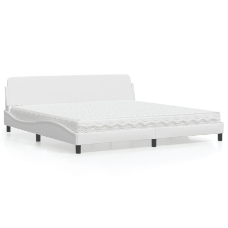 Letto con Materasso Bianco 200x200cm in Similpelle