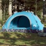 Tenda da Campeggio 4 Persone Blu a Rilascio Rapido