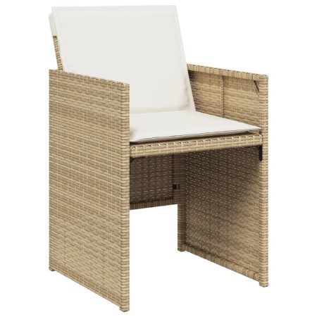 Set da Pranzo da Giardino 17 pz con Cuscini Beige in Polyrattan