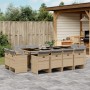 Set Pranzo da Giardino 13 pz con Cuscini Beige Misto Polyrattan