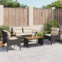 Set Divani da Giardino 4 pz con Cuscini Nero in Polyrattan