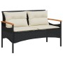 Panchina da Giardino con Cuscini 116x62,5x74 cm Nera Polyrattan