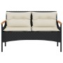 Panchina da Giardino con Cuscini 116x62,5x74 cm Nera Polyrattan