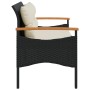 Panchina da Giardino con Cuscini 116x62,5x74 cm Nera Polyrattan