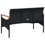 Panchina da Giardino con Cuscini 116x62,5x74 cm Nera Polyrattan