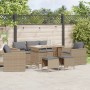 Set Divano da Giardino 6 pz con Cuscini Beige in Polyrattan