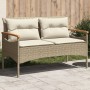 Panchina da Giardino con Cuscini 116x62,5x74cm Beige Polyrattan