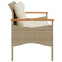 Panchina da Giardino con Cuscini 116x62,5x74cm Beige Polyrattan