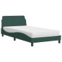 Letto con Materasso Verde Scuro 100x200 cm in Velluto